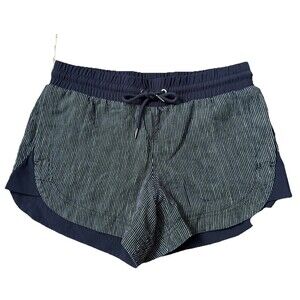 Athleta Size 2 Beachside Bali 100% Linen Shorts Navy Blue Stripe Casual Beach